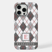  Grijs Zwart Wit Rood Argyle Patroon iPhone Hoesje (Achterkant)