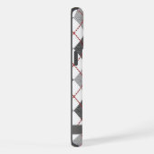 Grijs Zwart Wit Rood Argyle Patroon iPhone Hoesje (Rechterkant)