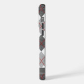  Grijs Zwart Wit Rood Argyle Patroon iPhone Hoesje (Linkerkant)