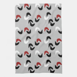 Grijs, zwart, wit, rood Boomerang Mod Retro Theedoek