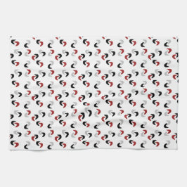 Grijs, zwart, wit, rood Boomerang Mod Retro Theedoek