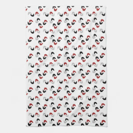 Grijs, zwart, wit, rood Boomerang Mod Retro Theedoek