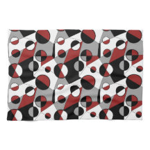 Grijs ,zwart, wit, rood Geometrische Mod Retro