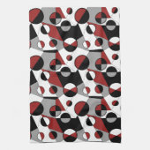 Grijs ,zwart, wit, rood Geometrische Mod Retro Theedoek (Verticaal)