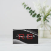 Grijs Zwart Wit Rood Monogram Visitekaartje (Staand voorkant)