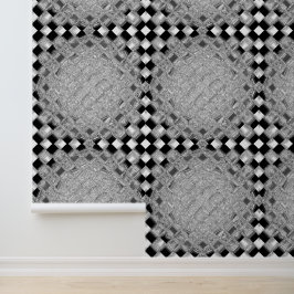 Grijs & Zwart & Wit Schachbrettpatroon Vierkanten  Behang