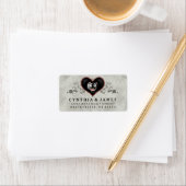 Grijs Zwart & Wit Skeletten Hart Bruiloft Adres Etiket (Insitu)