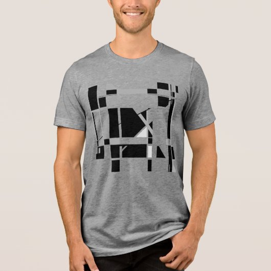 Grijs Zwart Wit Speelbord Geometrische MCM-geïnspi Tri-Blend Shirt (Voorkant)