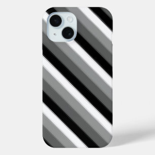 Grijs Zwart Wit Stripes Design iPhone 15 Case
