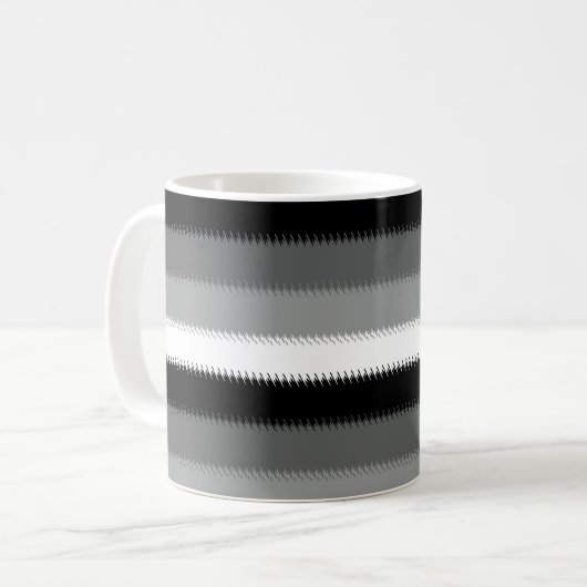 Grijs Zwart Wit Stripes Design Koffiemok (Voorkant links)