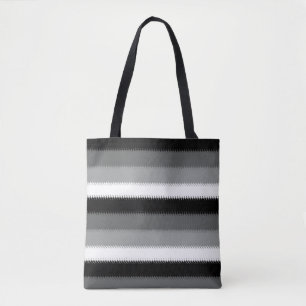 Grijs Zwart Wit Stripes Design Tote Bag