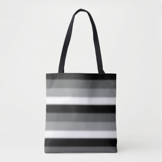 Grijs Zwart Wit Stripes Design Tote Bag (Voorkant)