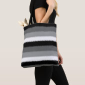 Grijs Zwart Wit Stripes Design Tote Bag (Dichtbij)