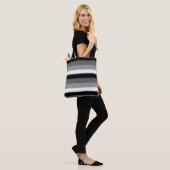 Grijs Zwart Wit Stripes Design Tote Bag (Op model)