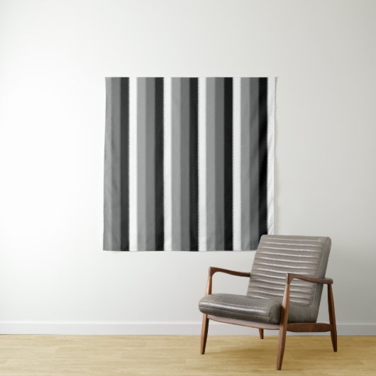 Grijs Zwart Wit Stripes Design Wandkleed (In Situ (horizontaal))