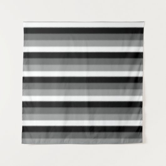 Grijs Zwart Wit Stripes Design Wandkleed (Voorkant)