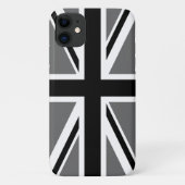 Grijs Zwart-wit Union Jack Case-Mate iPhone Case (Achterkant)