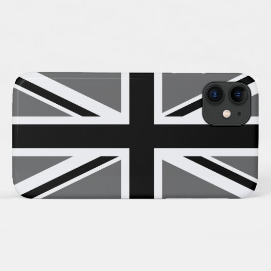 Grijs Zwart-wit Union Jack Case-Mate iPhone Case (Achterkant (horizontaal))