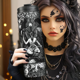 Grijs Zwart Witchy Gothic Victoriaans Gothic Bapho Thermosbeker