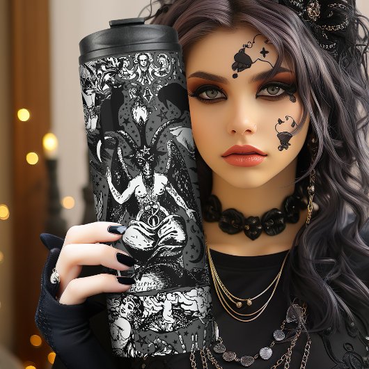 Grijs Zwart Witchy Gothic Victoriaans Gothic Bapho Thermosbeker