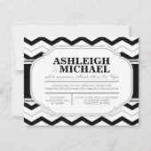 Grijs & Zwart Witte Chevron Huwelijksfeest ONLY Kaart (Voorkant)