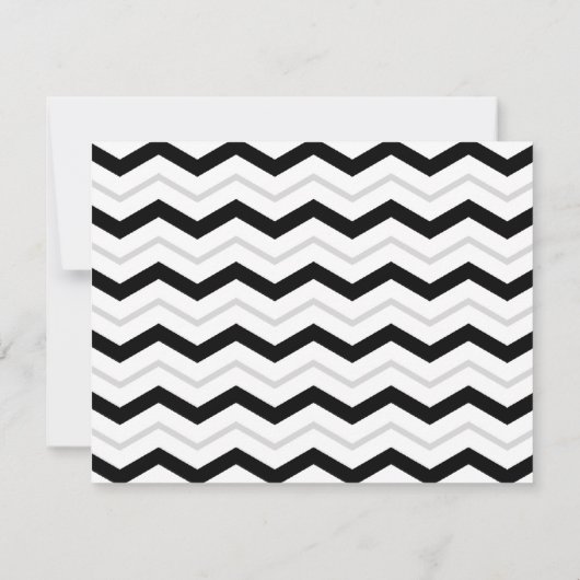 Grijs & Zwart Witte Chevron Huwelijksfeest ONLY Kaart (Achterkant)