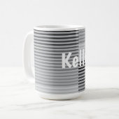 Grijs, Zwart, Witte Strepen Koffiemok (Voorkant links)