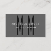 Grijs zwart zwart zwart monogram minimalistisch pl visitekaartje (Voorkant)