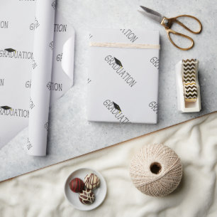 Grijs Zwarte Afstudeertekst met Baret Cadeaupapier