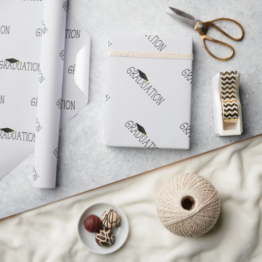 Grijs Zwarte Afstudeertekst met Baret Cadeaupapier (Crafts)