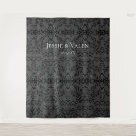 Grijs & Zwarte Draaikolk Gotische Bruiloft Wandkleed