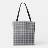 Grijs/Zwarte Gestreepte aangepaste monogram Canvas Tote Bag (Achterkant)