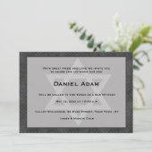 Grijs, Zwarte Grens, Ster, Bar Mitzvah Uitnodiging (Staand voorkant)