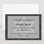 Grijs, Zwarte Grens, Ster, Bar Mitzvah Uitnodiging (Voorkant / Achterkant)