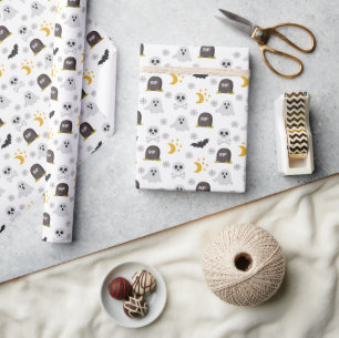 Grijs-zwarte Halloween-cadeaupapierrol Cadeaupapier