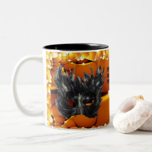 Grijs Zwarte Halloween Masker Tweekleurige Koffiemok