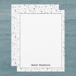 Grijs - Zwarte Marmer Chips Terrazzo Patroon Frame Notitiekaartje