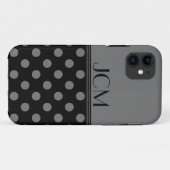 Grijs/Zwarte Stippen Monogram Case-Mate iPhone Case (Achterkant (horizontaal))