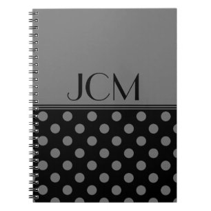Grijs/Zwarte Stippen Monogram Notitieboek