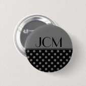 Grijs/Zwarte Stippen Monogram Ronde Button 5,7 Cm (Voorkant /achterkant)