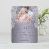 Grijsachtig Roze Damask Save the Date Kaart (Staand voorkant)