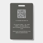 Grijsbeige QR-code moderne minimalistische foto ab Badge (Achterkant)