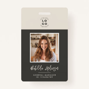 Grijsbeige QR-code moderne minimalistische foto ab Badge