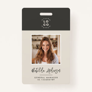 Grijsbeige QR-code moderne minimalistische foto ab Badge