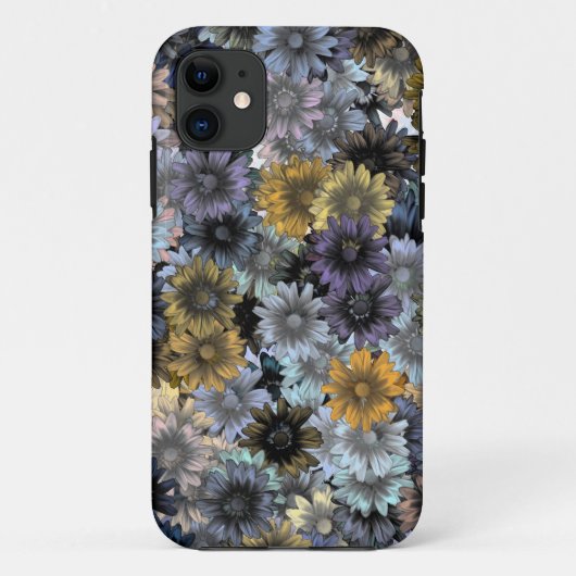 Grijsblauw bloempatroon Case-Mate iPhone case (Achterkant)