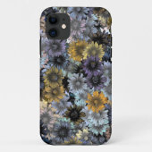 Grijsblauw bloempatroon Case-Mate iPhone case (Achterkant)