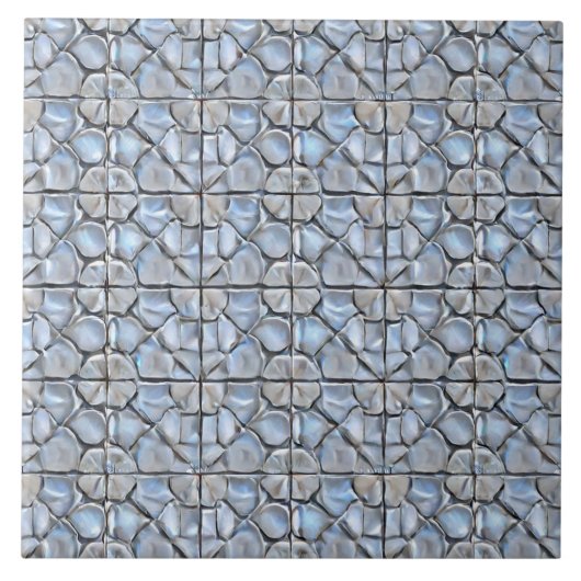 Grijsblauw bloempatroon geïnspireerd tegeltje (Voorkant)