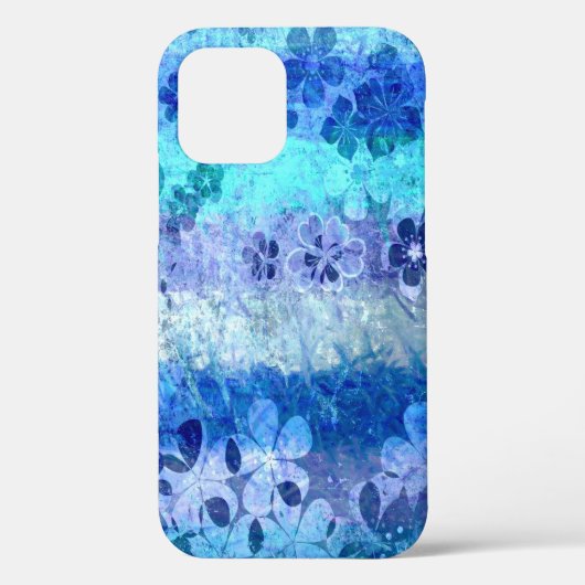 grijsblauw floraalpatroon Case-Mate iPhone case (Achterkant)