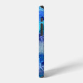 grijsblauw floraalpatroon iPhone hoesje (Linkerkant)