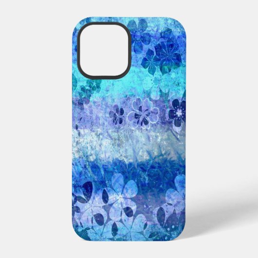 grijsblauw floraalpatroon iPhone hoesje (Achterkant)